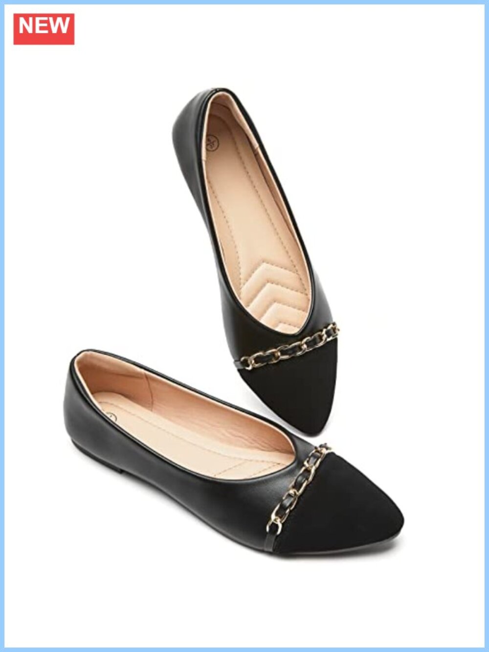 Womens Pointed Toe Ballet Flats Comfort Memory Foam Dress Shoes